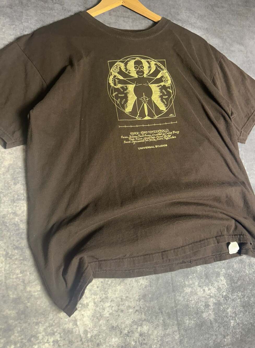 Universal Studios The Simpsons Homer Vitruvian Man Graphic Tee Men's Size Large